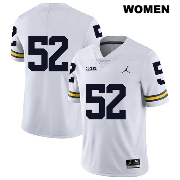 Women's NCAA Michigan Wolverines Karsen Barnhart #52 No Name White Jordan Brand Authentic Stitched Legend Football College Jersey RJ25H82EE